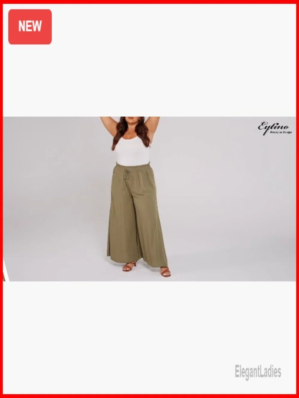 Plus Size Wide Leg Palazzo Pants Elastic High Waist with Pockets